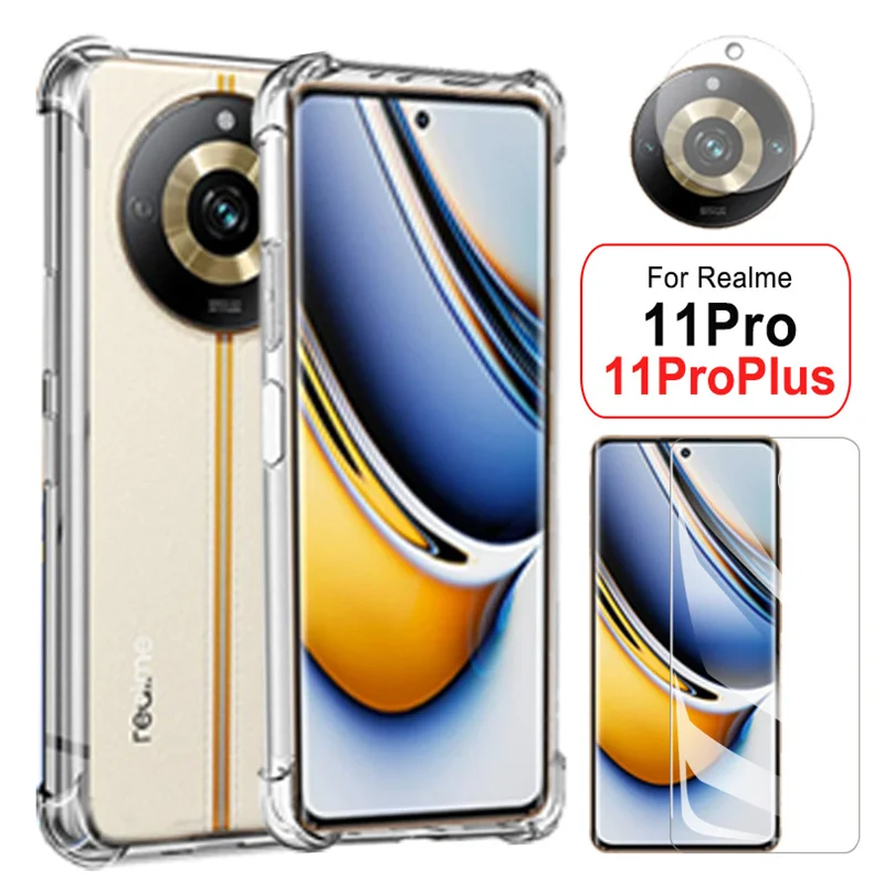 Realme 11 Pro Plus Trasparente Antiurto Custodia Per Realme 11 Pro Screen Protector Realme 11 Silicone Morbido Case 11 Pro Plus Indietro Cover Realme1