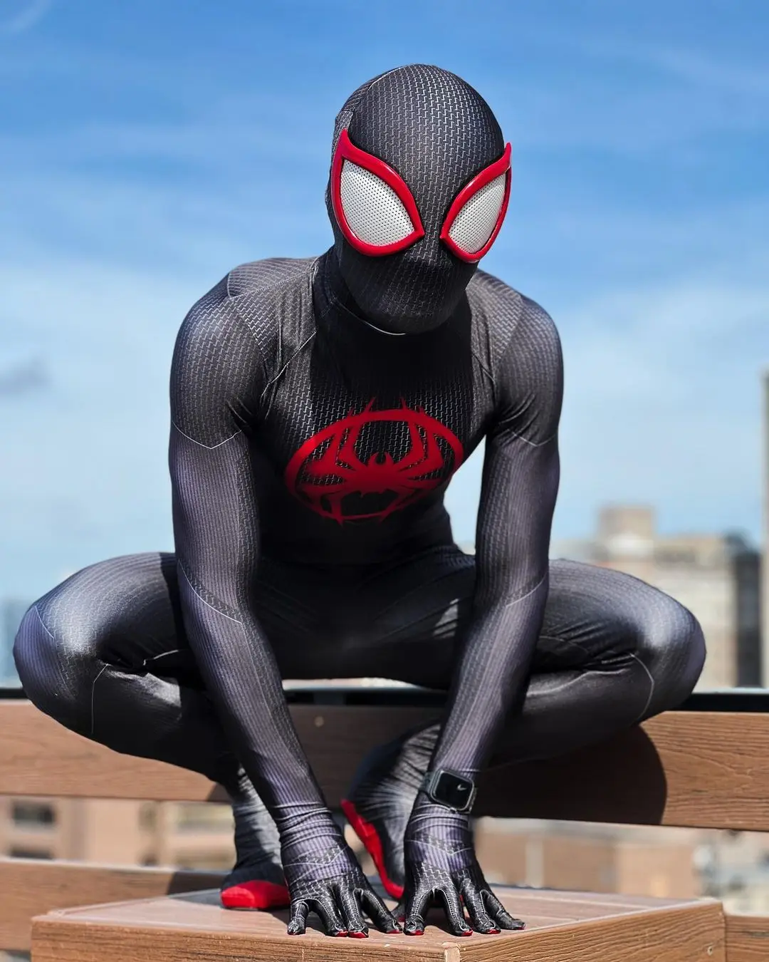 KaKille Peter Parker Maske Schwarz - Miles Morales Lycra Vollmaske Für Cosplay & Halloween