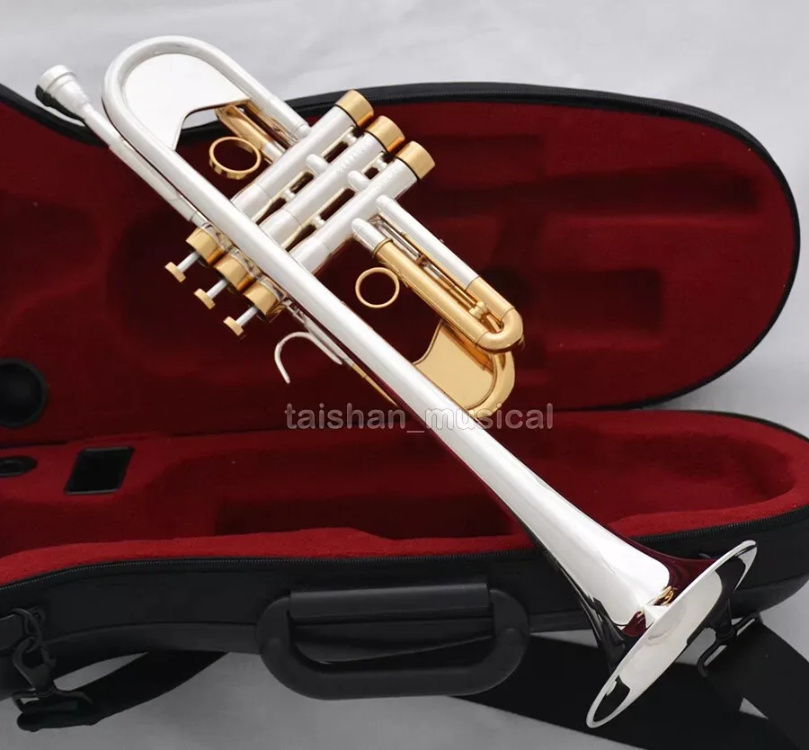Professional Heavy C Trumpet Silver Gold Horn Bore Size:0.465'