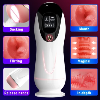 Sex Machines Toys For Men Erotic Masturbator Cup Realistic Tip of Tongue and Mouth Vagina Pocket Pussy Blowjob Stroker Vibrating 2