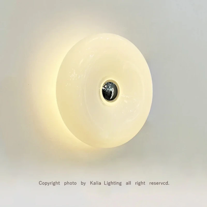 Nordic Orange and White Glass Wall Lamp Creative Bauhaus Donut Wall Lights for Dining Room Bedroom Aisle Touch Switch