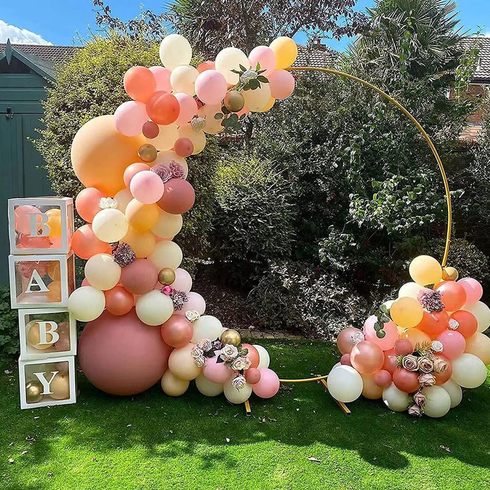 MetalCircleBalloonArchStandDIYBalloonsGarlandKitForBaby