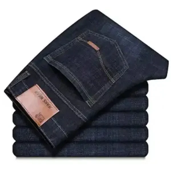 2024 Spring New Jeans Men's Loose Straight Elastic Casual Versatile Middle-aged and Young Trendy Large-size Pants Men 3