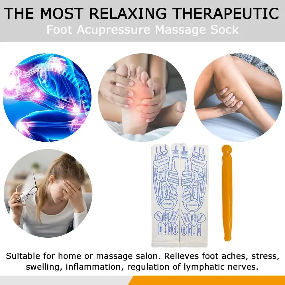 Foot Massage Acupressure Socks Physiotherapy Massage Relieve Tired Feet Reflexology Socks Foot Point English Illustration