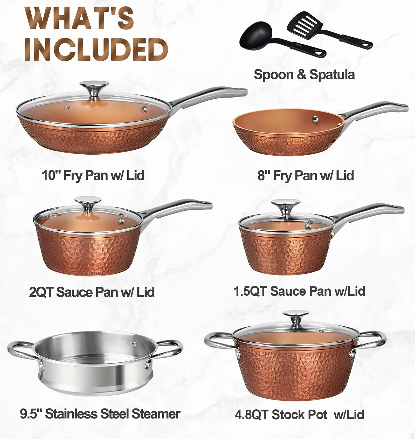 Michelangelo Nonstick Sauce Pan 2 Quart, Ultra Nonstick Copper Sauce Pot 2 qt, Nonstick Sauce Pan with Lid, Small Ceramic Saucepan, Small Pot with Lid