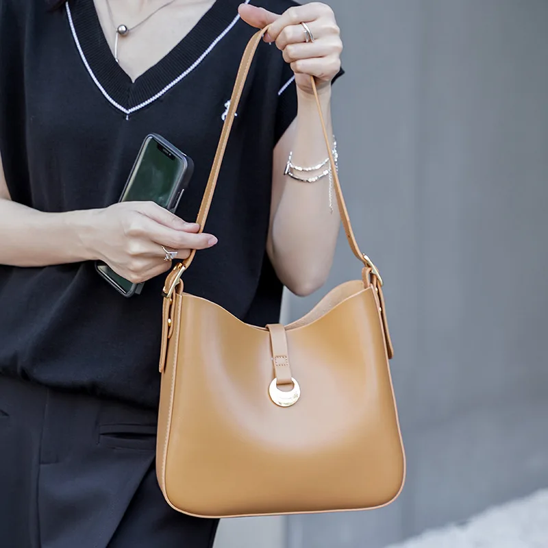 

Trendy Design Underarm Bag 2023 New Split Leather Handbag Cowhide One Shoulder Bag Fashion Portable Crossbody Bag Women's Bag