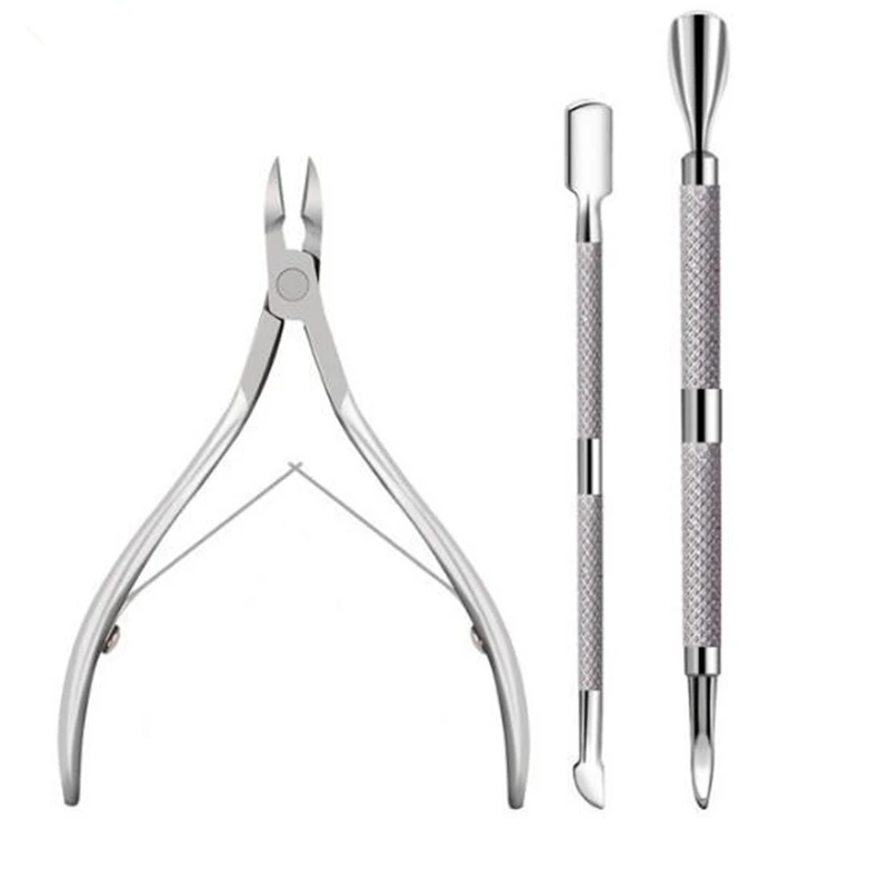 3pcs/set Cuticle Nippers Nail Manicure Cuticle Scissors Clippers Trimmer Dead Skin Remover Pedicure Stainless Steel Cutters Tool