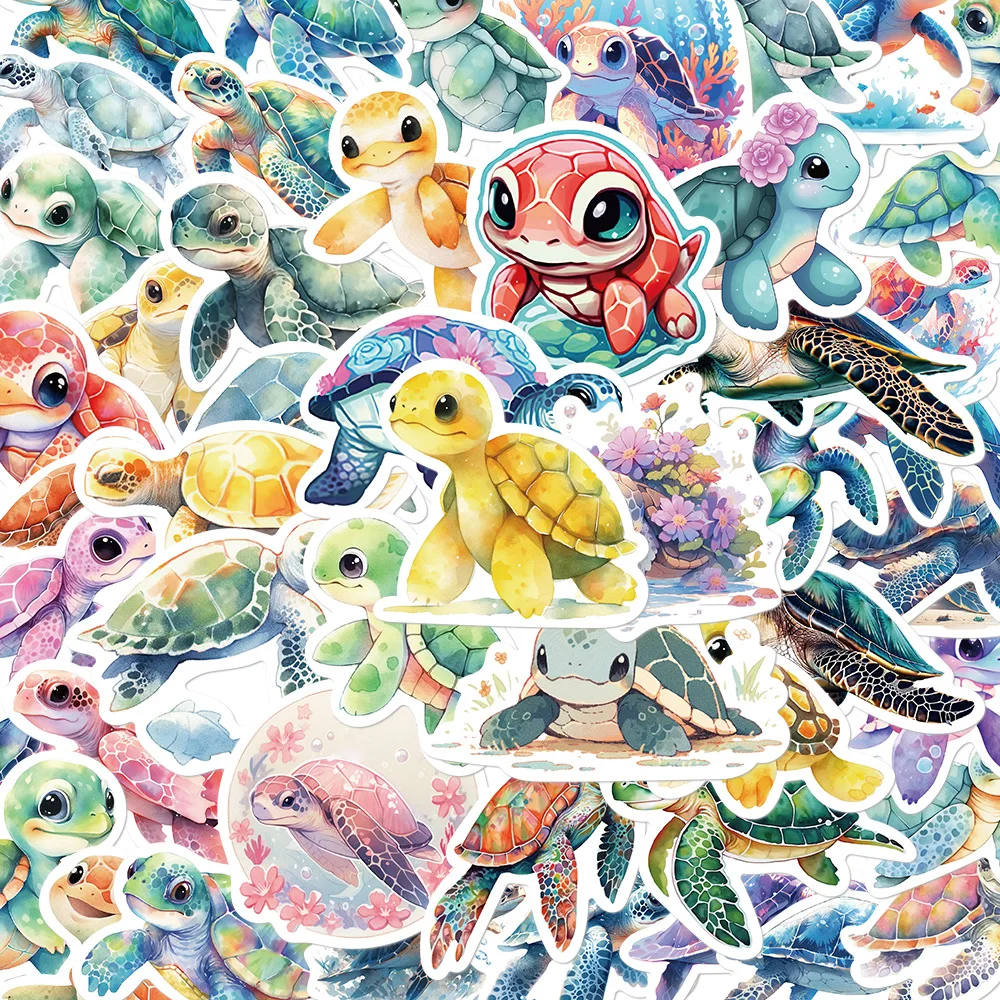 

50pcs Cute Sea Turtle Graffiti Stickers Aesthetic Kawaii Decals DIY Laptop Notebook Phone Car Decoration Sticker Kids Toys