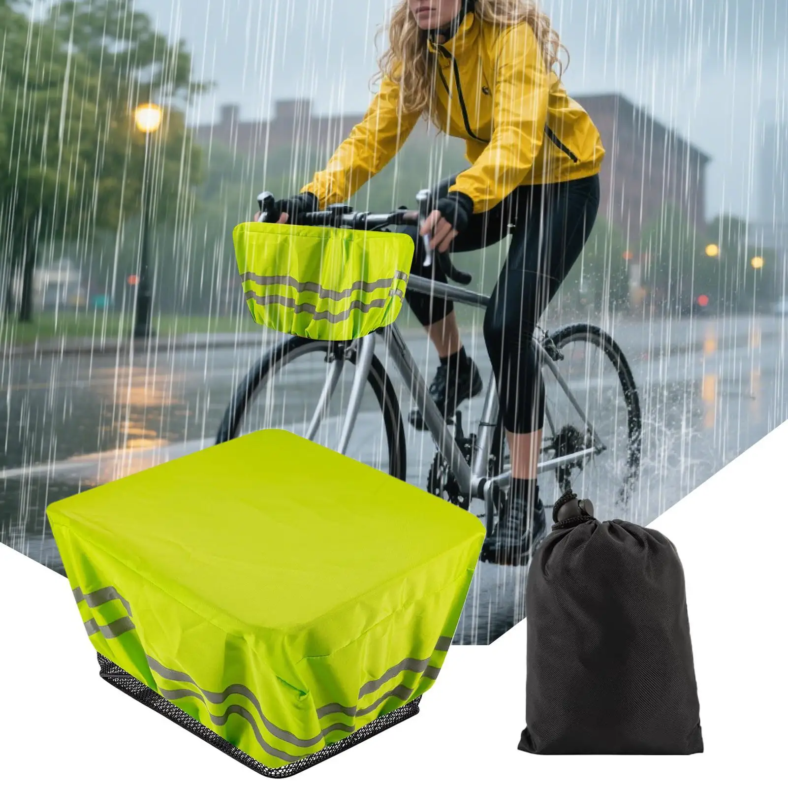 Bike Basket Rain Cover Bike Trunk Rain Cover Protective Tarp With Reflective Strip For Long-Distance Daily Commute Leisure Rides