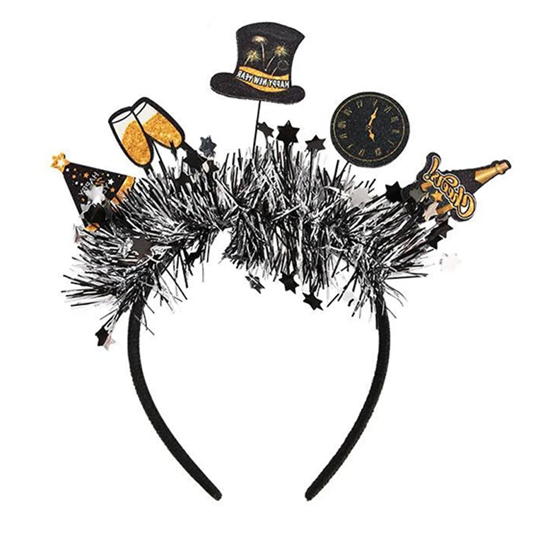 1pc Happy New Year Headband Hair Hoop New Years Eve Party Photo Prop Xmas Christmas Gift For Women Men