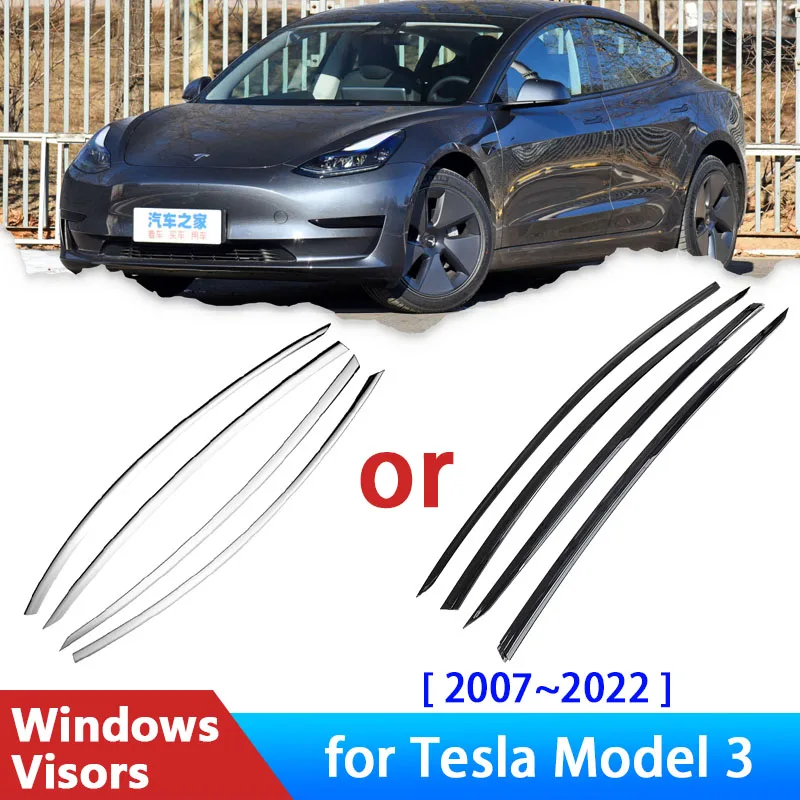 Windschutzscheibe für Tesla Modell 3 2017 ~ 2022 Zubehör Auto Fenster  Visiere Galvani Deflektoren Regen Augenbraue Wache Sun Visier Rauch -  AliExpress