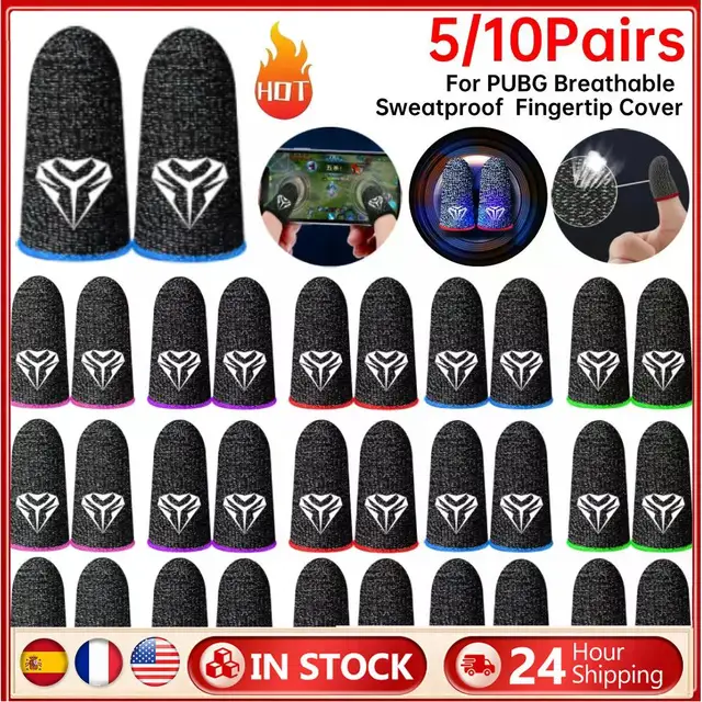 5/10Pairs Gaming Finger Sleeve Anti-slip Fingertip Cover Breathable Sweatproof Fingertips Thumb Gloves For PUBG Mobile Game