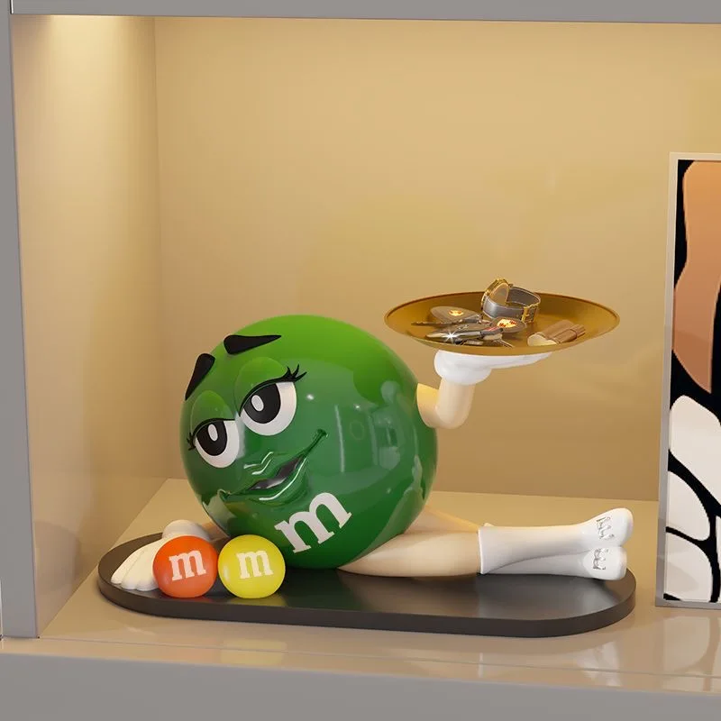 

Cartoon M&ms Statue M Bean Figurine Table Ornament Large Capacity Storage Tray Chocolate Beans Nordic Sculpture Home Decoration