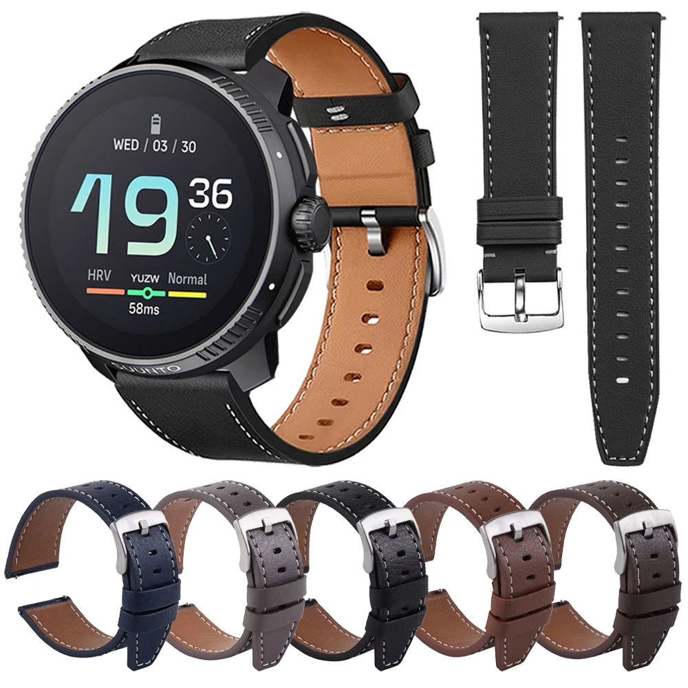 Cinturino In Vera Pelle Per Suunto Race/Cinturino Verticale Per Suunto 9 5 Peak Pro/Dlc 3 Fitness Band 22Mm 20Mm Bracciale Cinturino