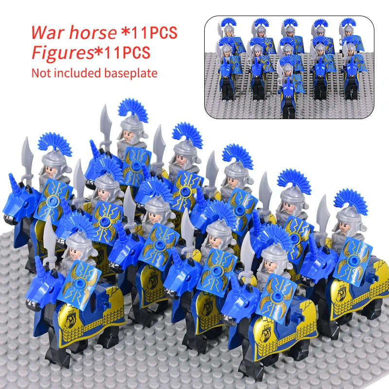 Medieval Military Sets Cavalry Figures Building Blocks Soldier Spartan Warrior Knights Roman Weapons Accessories Toys for kids 2