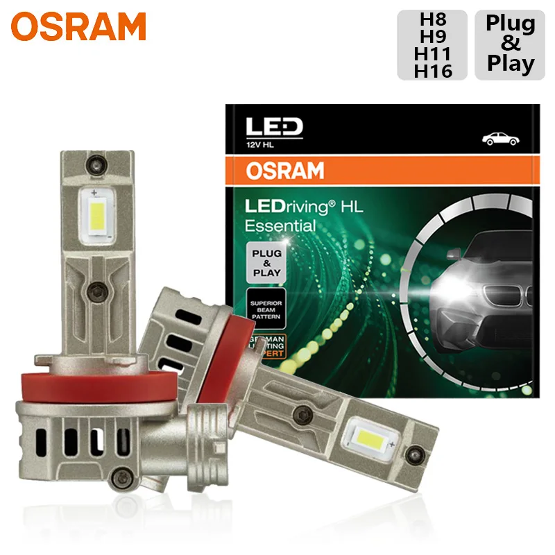 오스람 에센셜 LED H8 H9 H11 H16 자동차 헤드라이트 PGJ19 소켓형 안개등 LED 12V 70W 5000LM 고휘도 6000K 백색 램프