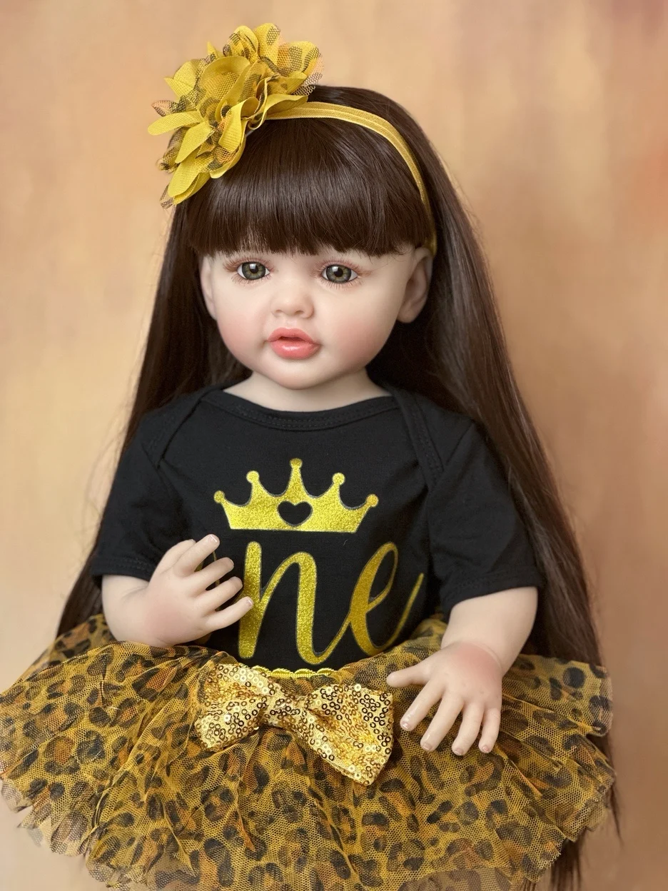 BZDOLL Lifelike 55 CM Soft Silicone Reborn Baby Realistic Girl Doll 22 Inch Princess Toddler Art Bebe Birthday Gifts for Child 4