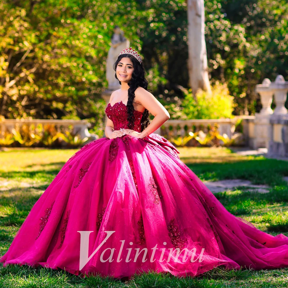 Valintimu Graceful Ball Gown Quinceanera Dressrd for Girls Sweetheart Appliques Sequined Vestidos De 15 Anos Customized