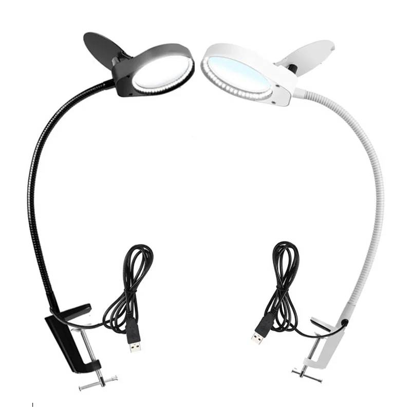 LEDMagnifyingDeskLamp5XMagnifier8X15XLupaGlassTableClampFor
