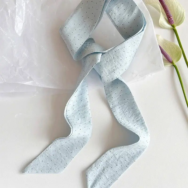 Schmaler langer Schal für Damen, 190 x 4,5 cm, gepunktetes Schalband, Stirnband, Choker, Streamer, Damen-Accessoires – Detail 2