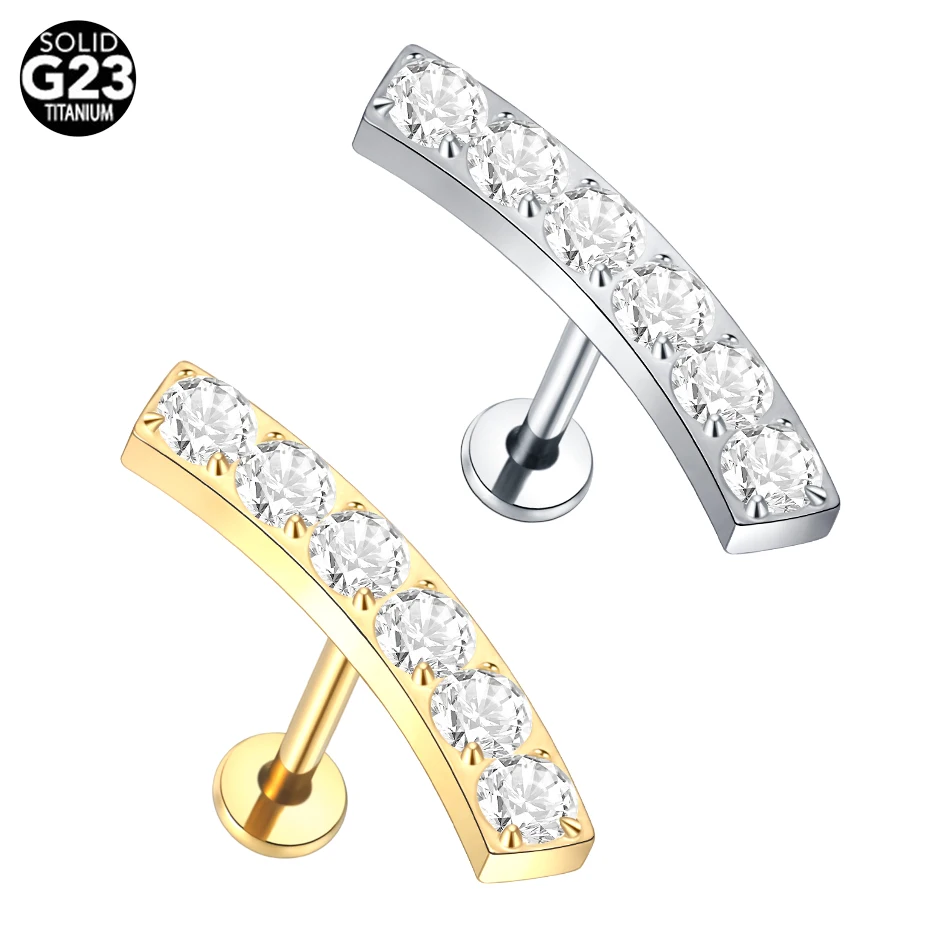 Piercing Jewelry Body Piercing Earrings Ear Piercing Jewelry Body Piercing Jewelry Body Jewelry 1Pc G23 Titanium Cz Crystal Ear Cartilage Tragus Helix Daith Piercing Internal Thread Lip Stud Labret Piercing 16G