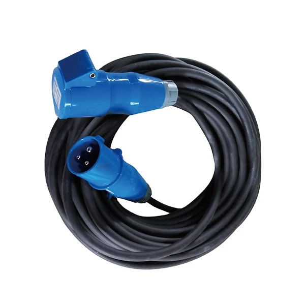 CEE type single phase extension cable with 16A/3pin male plugs and female connectors waterproof power cable