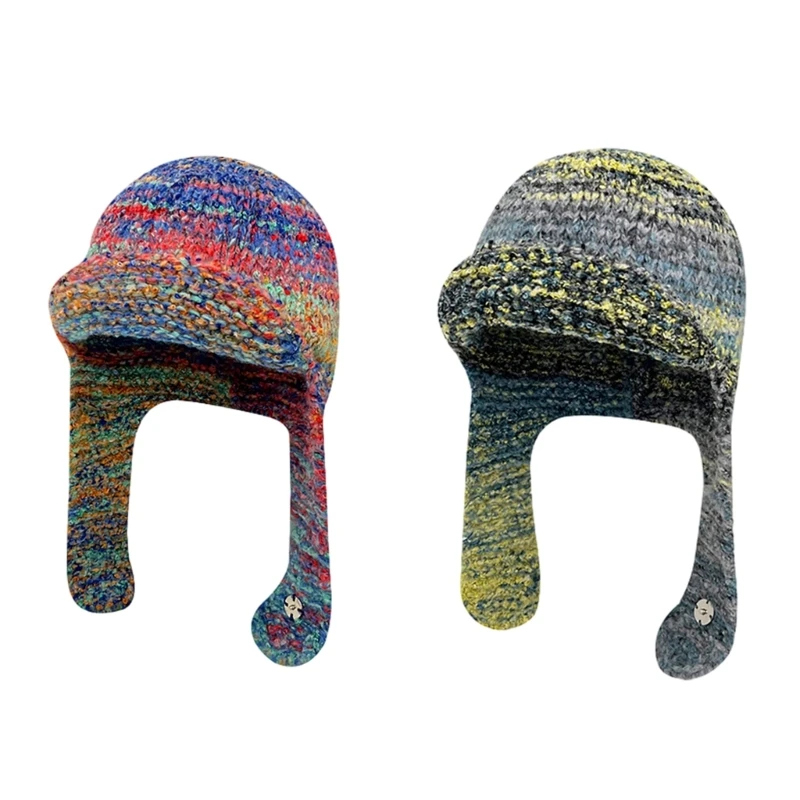 

New Soft Knit Hat Women Earflap Hat Warm Beanie Windproof Sport Activity