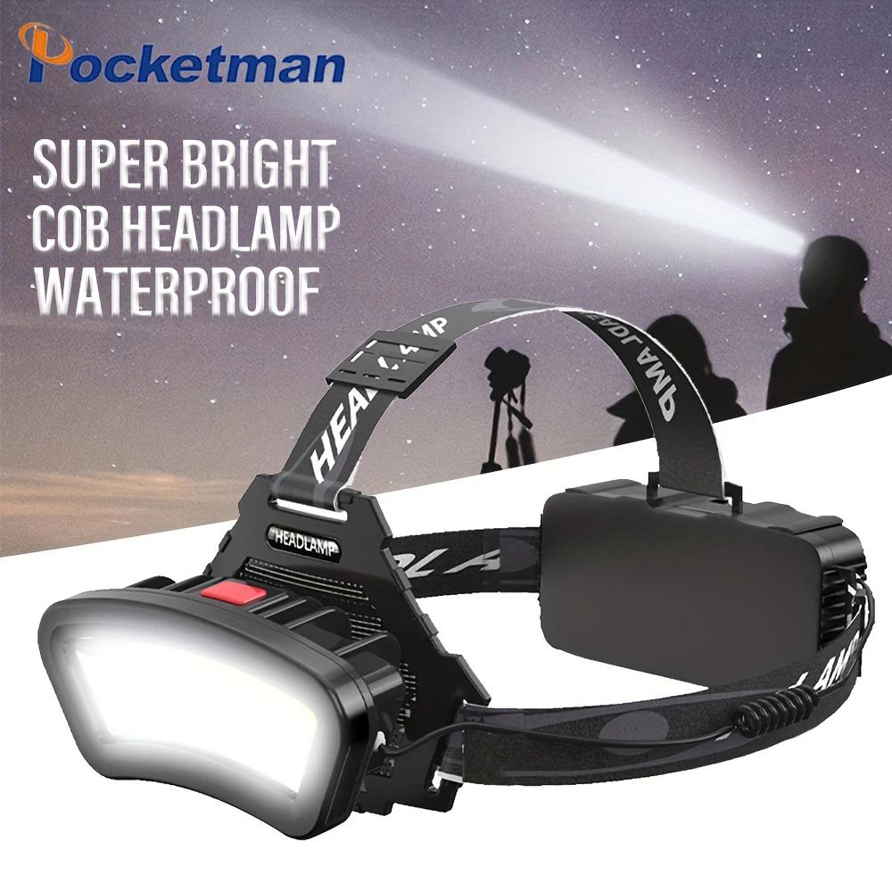 Pocketman Faro LED COB Ricaricabile: La Torcia Frontale Perfetta Per Campeggio, Caccia E Lavori Fai-da-Te | Luce Ultra Luminosa E Mani Libere