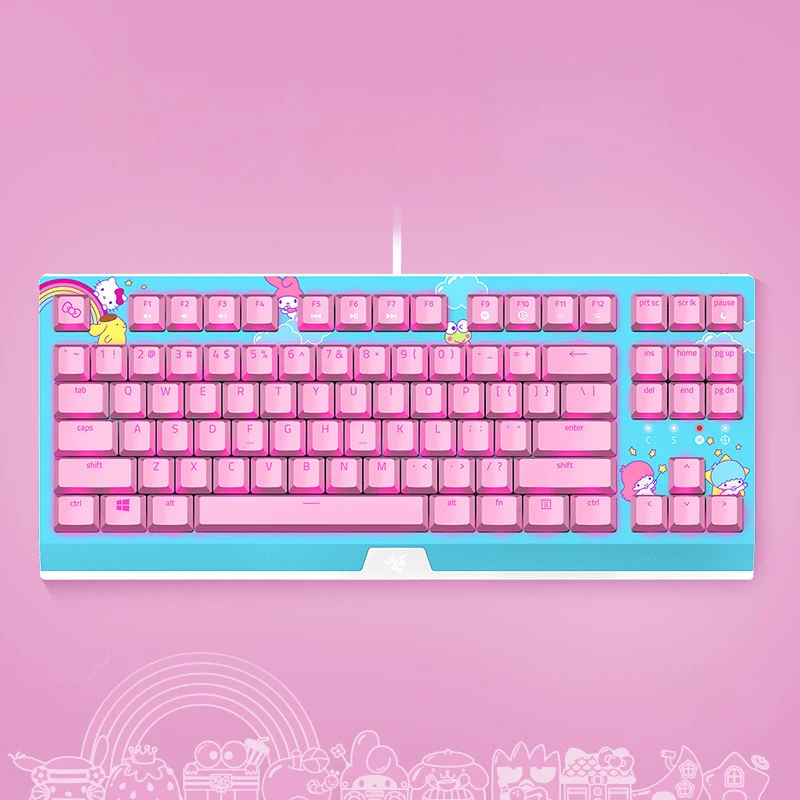 

Компактная механическая клавиатура Razer blackтна X Sanrio, ограниченный выпуск, подарок на день рождения для девочек и мальчиков, рождественский подарок