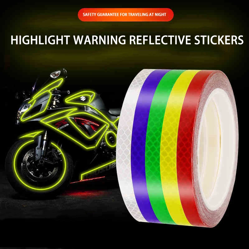MotorcycleRimTapeReflectiveWheelStickersDecalsCarSafetyWarningStickersMotorbike