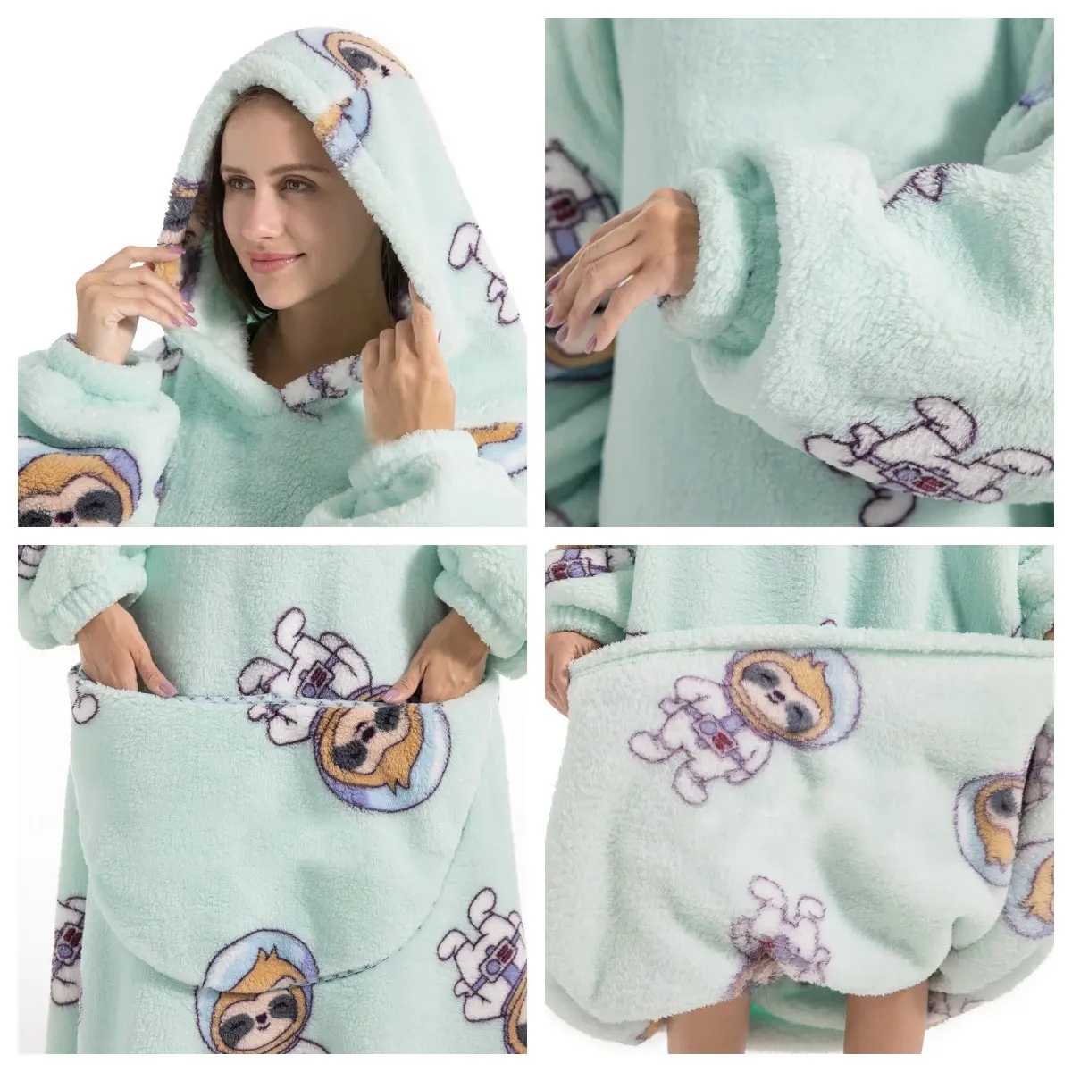 Oversized Blanket Hoodie for Adult Dinosaur Shark Tiger Animal