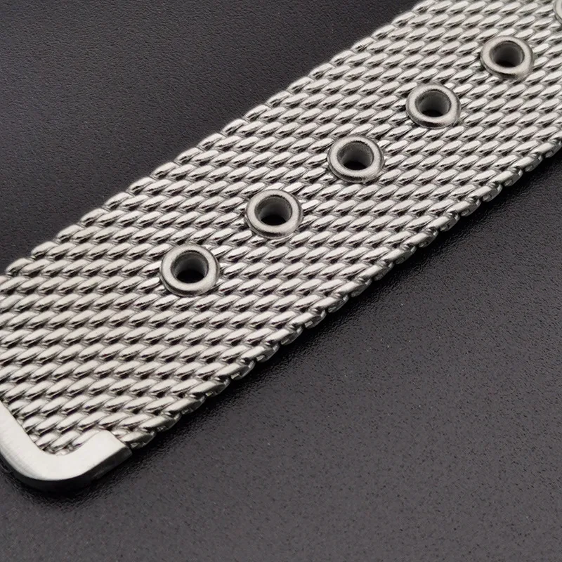 20 mm 22 mm Mesh Milanese Edelstahl-Armband für Omega Seamaster 007 High-End-Uhrenarmband aus Metall mit Schmetterlings-Faltschließe – Detail 9