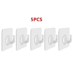 Transparent Self-Adhesive Heavy-Duty Hooks for Kitchen and Bathroom Organization (5PCS)