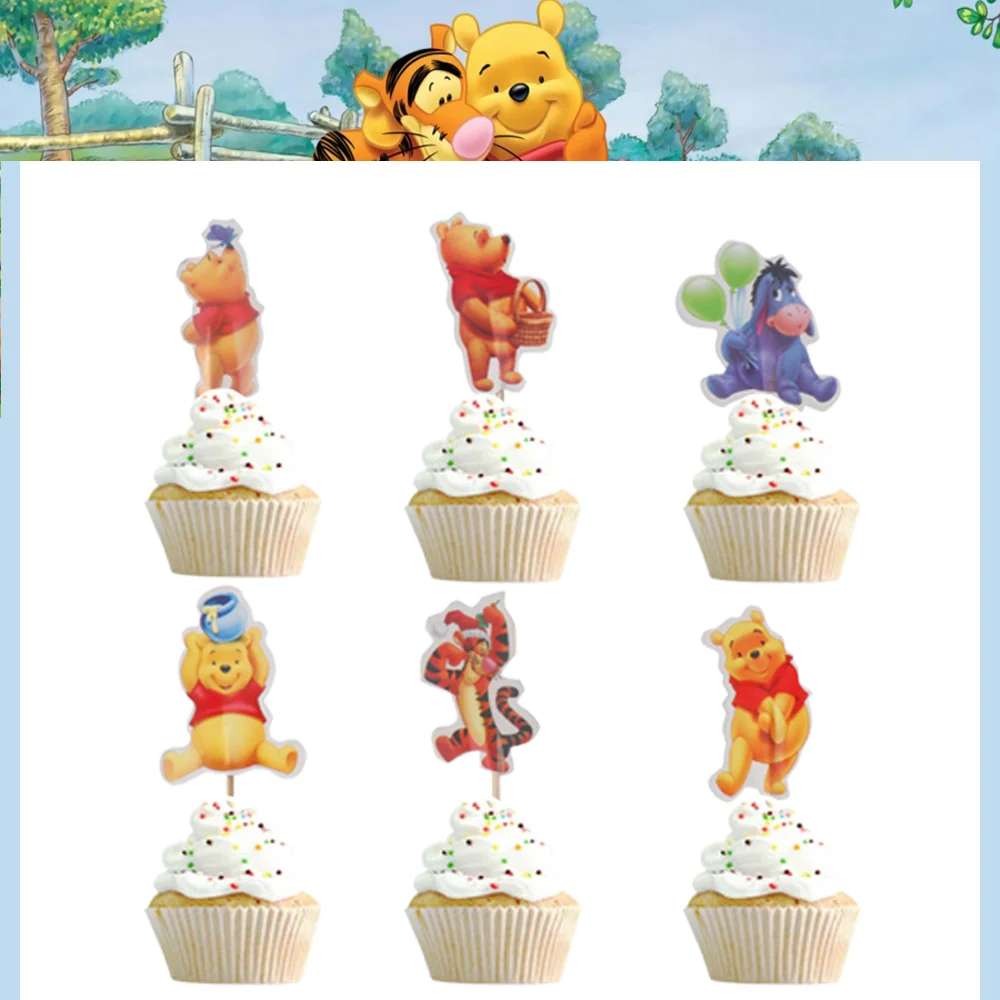 Disney Winnie the Pooh Birthday Party Supplies Cake Toppers Cup Cake Flags Happy Birthday Baby Shower Kids