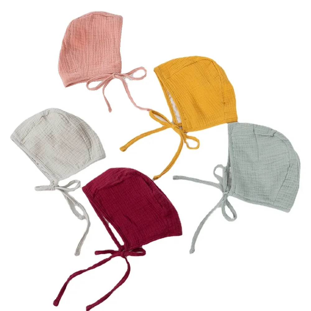 Newborn Cap Child  Lacing Babies Knitted Cotton Solid Color cute Hat  Mother and Kids Supplies Baby Hats & Caps for 0-24 Months 6