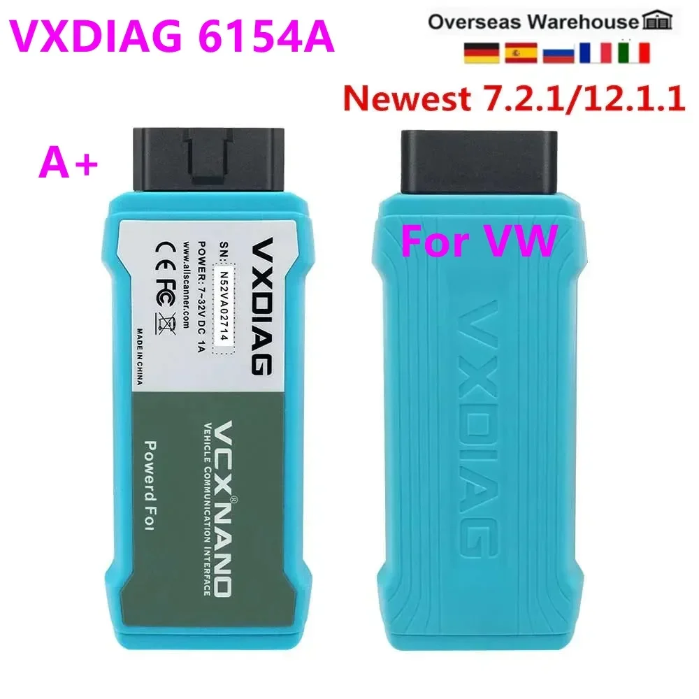VXDIAG 6154A для VW заменяет 5054A V7.2.1 WIFI VCX NANO OBD2 диагностический сканер для Audi/Seat ECU Flash