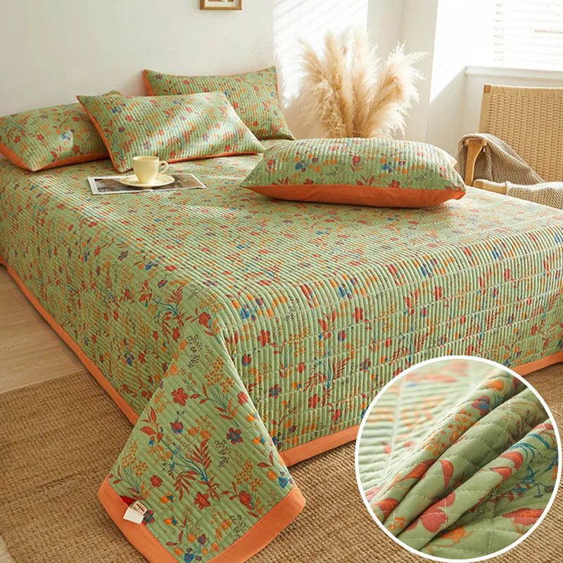 

1pc Retro Style Bedspread Quilted Bed Sheets Soft Mattress Protector colchas para cama Adults Kids Bed Linen (No Pillowcase)