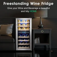 Wine Cooler Refrigerator Wine Refrigerator 33 Bottles Dual Zones 16 Inch Mini Wine Fridge 2