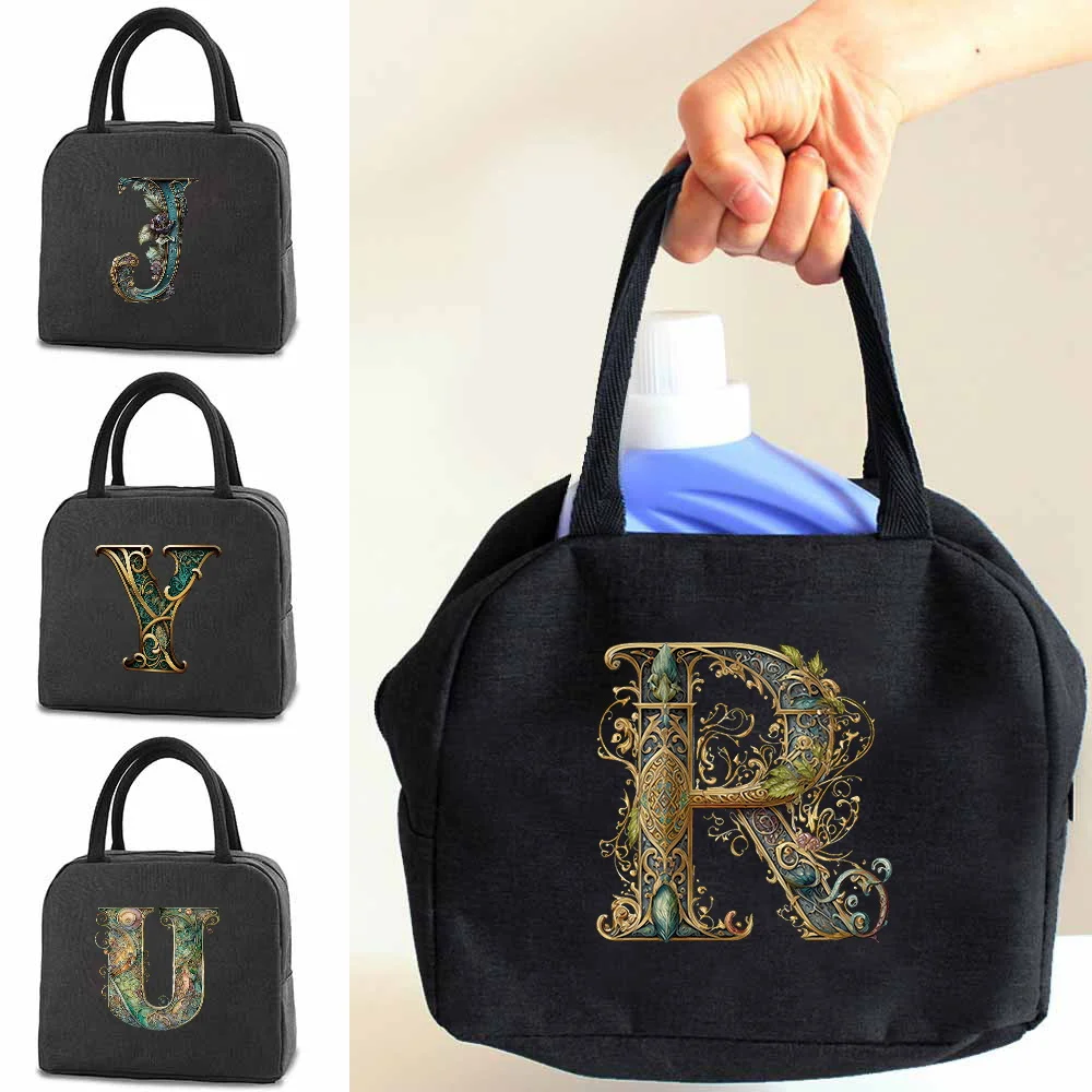 Travel Insulated Box Lunch Box Picnic Portable Lunch Bag Cooler Tote Hangbag Graphic Letter Pattern Thermal Food Container