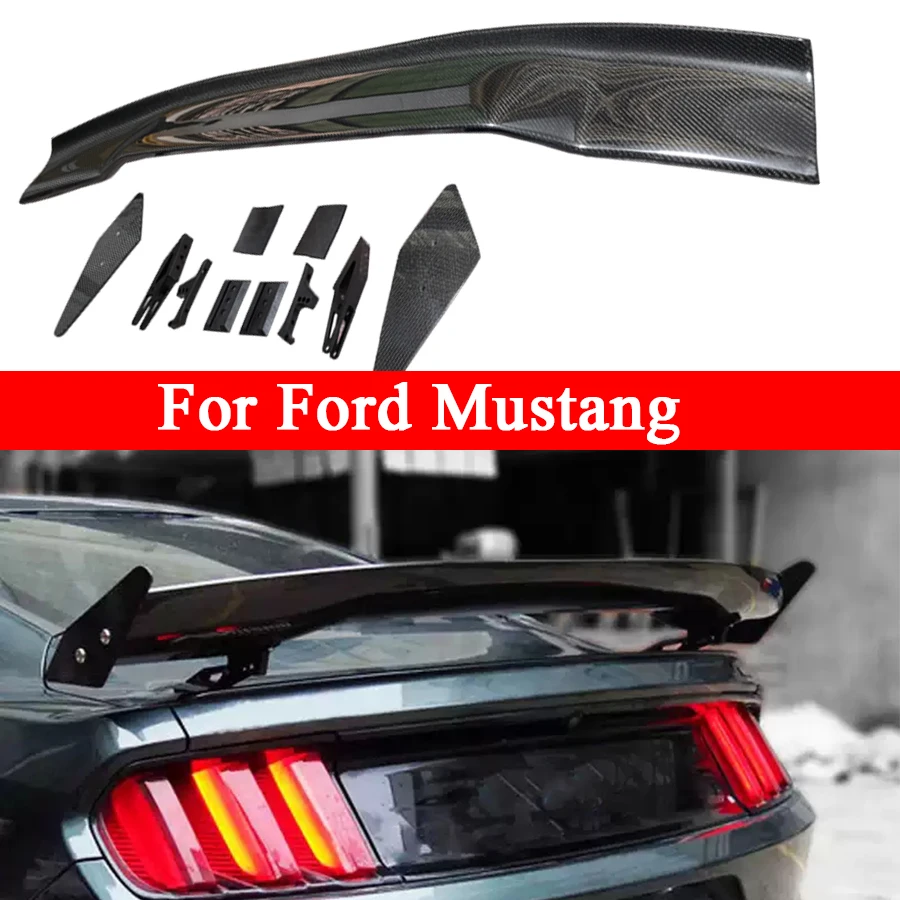

Для Ford Mustang 2015-2022, стиль Апрель, задние плавники из углеродного волокна, спойлер, задний спойлер багажника, направляющее крыло, заднее крыло, Модернизированный корпус
