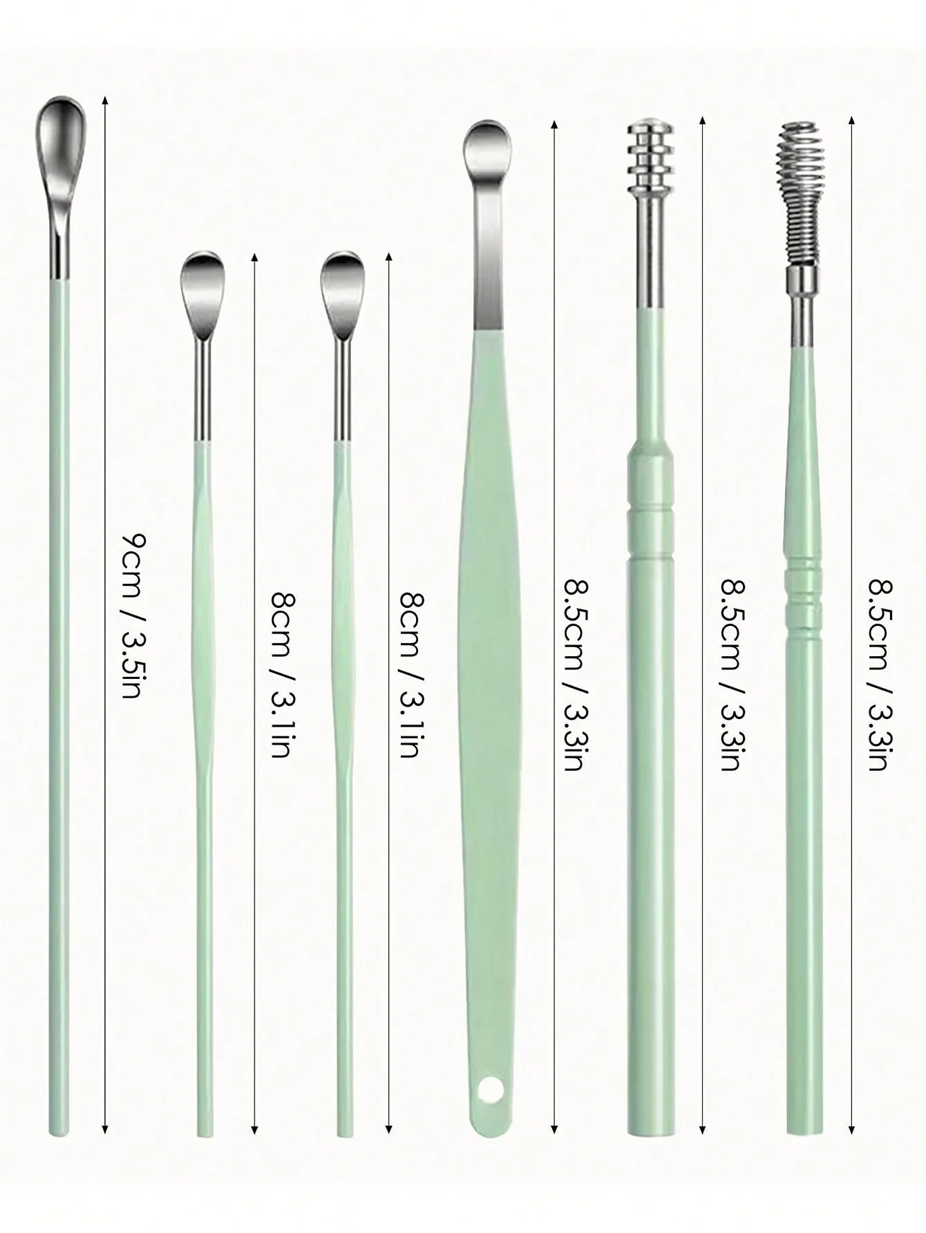 Ear Cleaning Tool Stainless Steel Ear Pick Kit &1Pc Storage Bag Earwax Remover Tool 5