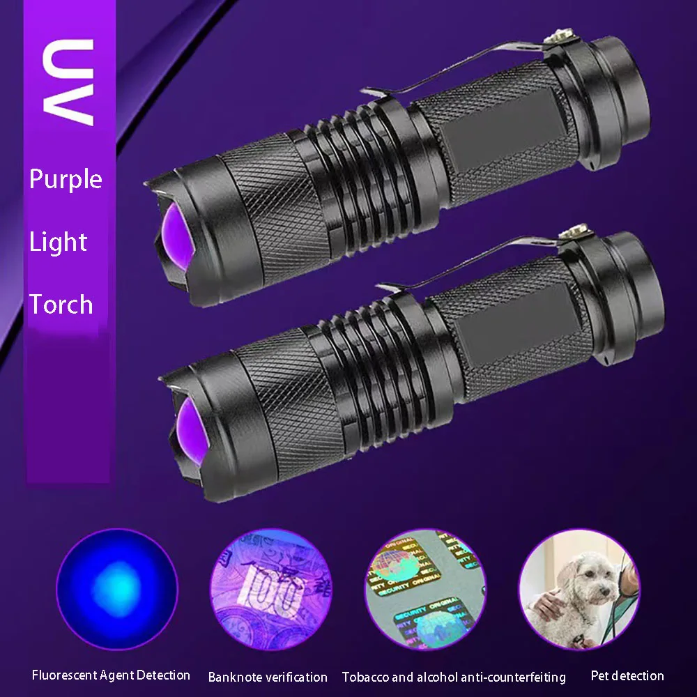 LED UV Flashlight Torch Portable Ultraviolet Flashlight Waterproof
