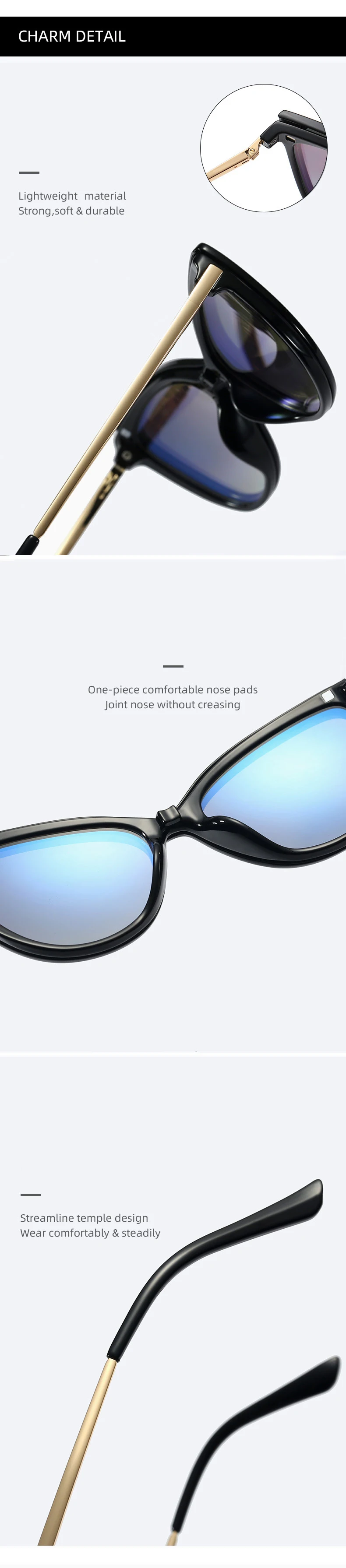 Frauen 2 In 1 Cat Eye Myopie Brillen Neue Mode Optische Magnetische Clip Auf Polarisierte Sonnenbrille Dioptrien 0 -1,5 – Detail 14