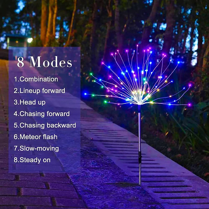 Solar Firework Light Outdoor Waterproof Solar Garden Flower Lights With 8 Modes Flash String Fairy light For Outdoor Lighting solar lights solar fireworks lights led fairy lights garden lighting