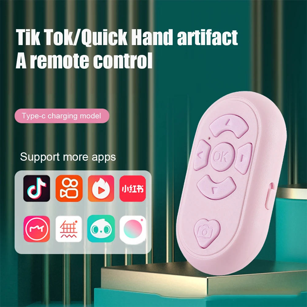Bluetooth-compatible Remote Control Button Type-C Charging Rechargeable Wireless Photo Video Selfie Controller for Android IOS