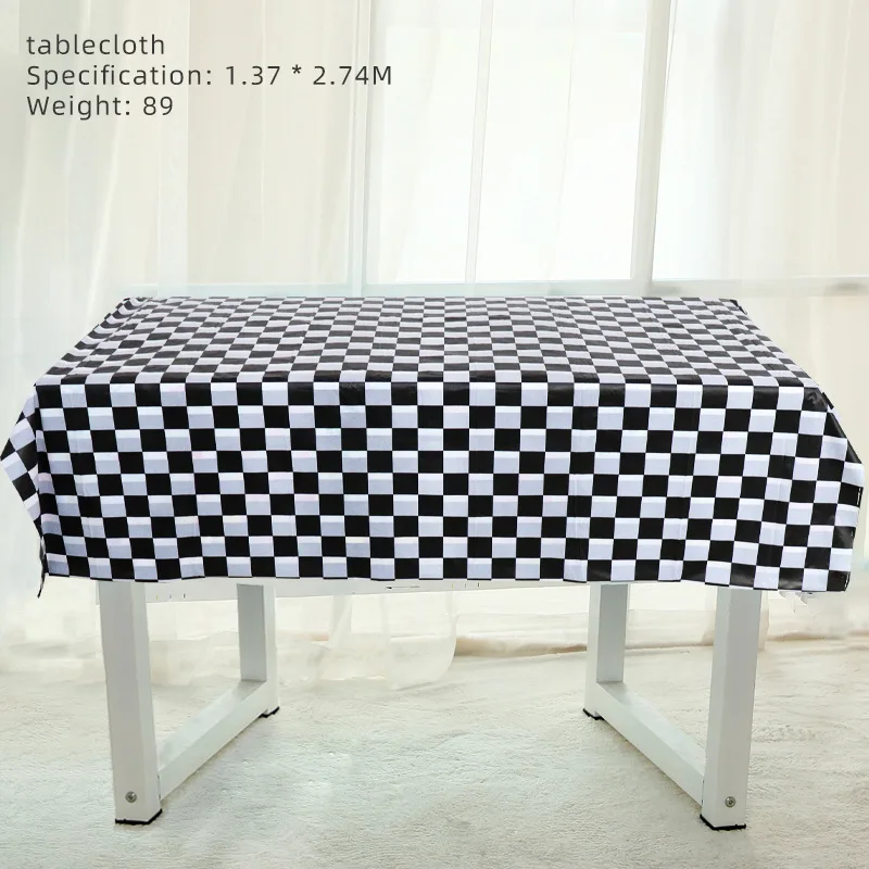 Race Party Theme Party Supplies Black And White Plaid Birthday Disposable Paper Cups Paper Plates Decorations