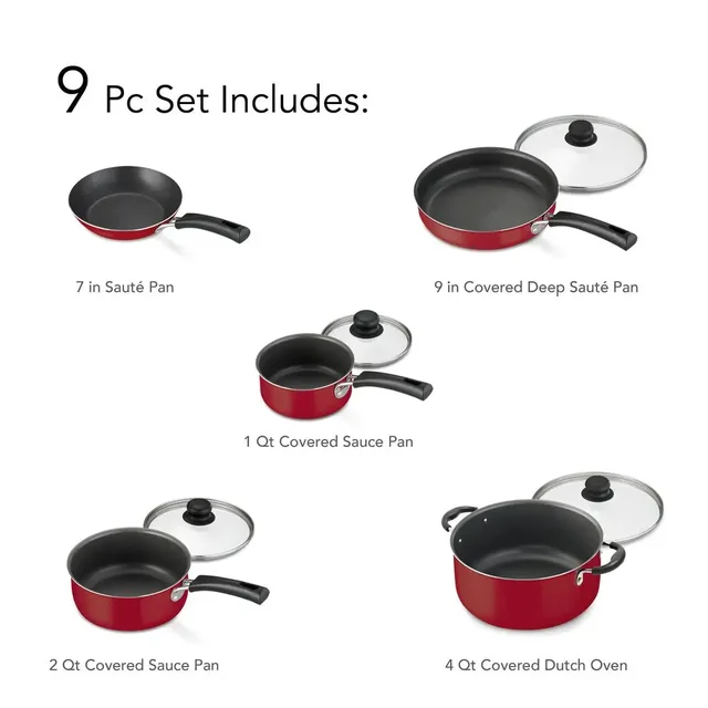 Red Aluminum Nonstick Cookware Set – 9 Pieces 5