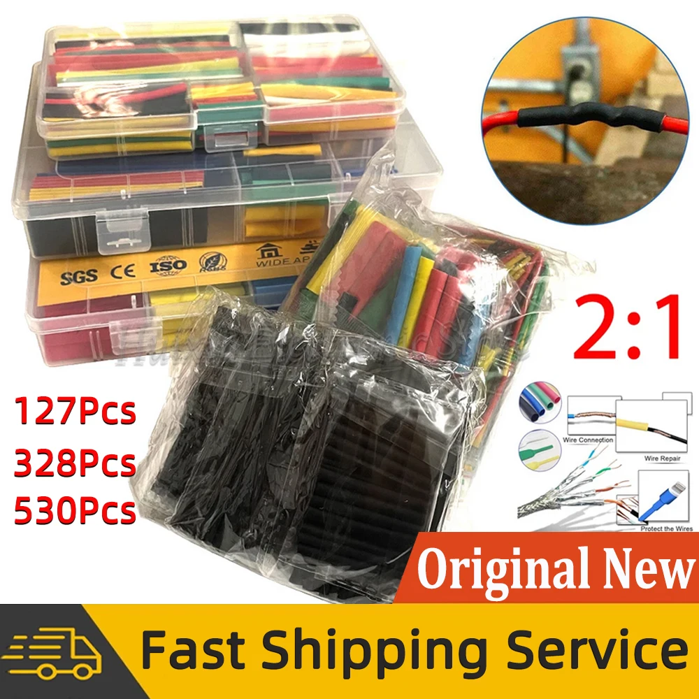 127-530PCS Heat-shrink Tubing Heat Shrink Tube Thermoresistant Tube Shrink Wrapping Wire Cable Insulation Sleeve Electronic Kit 530pcs tubing insulation tubes assortment electronic polyolefin wire cable sleeve kit rc airplane tools