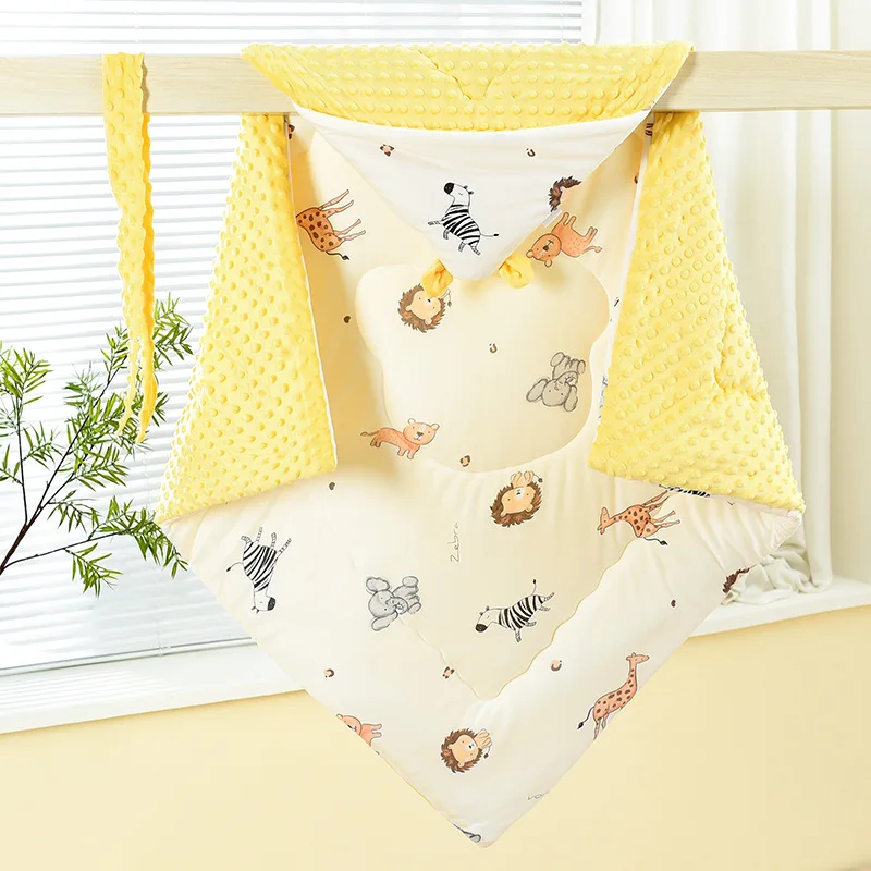 96x96cm Baby Blanket Newborn Baby in the Delivery Room Beanie Velvet Quilt Newborn Supplies Blanket Winter Thickened Quilt