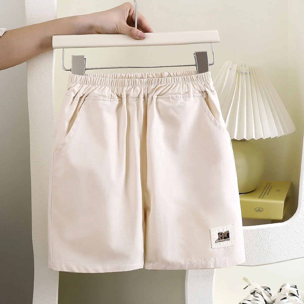 UNITIM Summer Kids Boys Shorts Solid Cotton Thin Elastic Waist Versatile Children Boys Shorts Pocket Cool Toddler